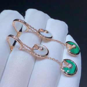 Bông Tai Nữ Cartier Amulette Chế Tác Đá Quý Kim Cương Tự Nhiên Vàng Hồng 18K (2)