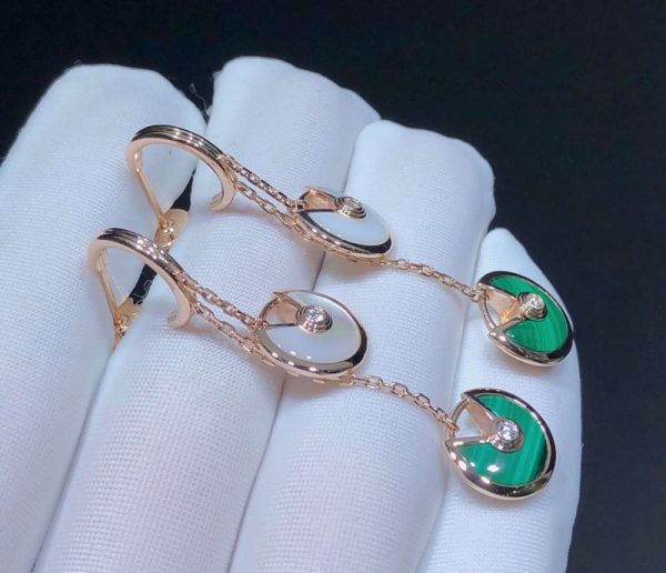 Bông Tai Nữ Cartier Amulette Chế Tác Đá Quý Kim Cương Tự Nhiên Vàng Hồng 18K (2)