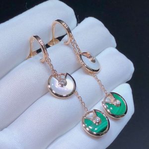 Bông Tai Nữ Cartier Amulette Chế Tác Đá Quý Kim Cương Tự Nhiên Vàng Hồng 18K (2)