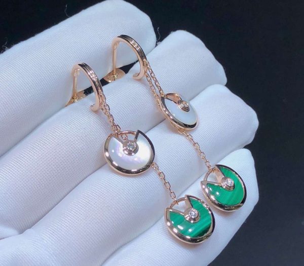 Bông Tai Nữ Cartier Amulette Chế Tác Đá Quý Kim Cương Tự Nhiên Vàng Hồng 18K (2)