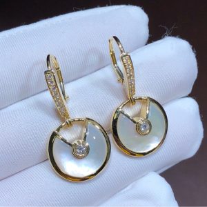 Bông Tai Nữ Cartier Amulette Kim Cương Tự Nhiên Vàng Hồng 18K Chế Tác (1)