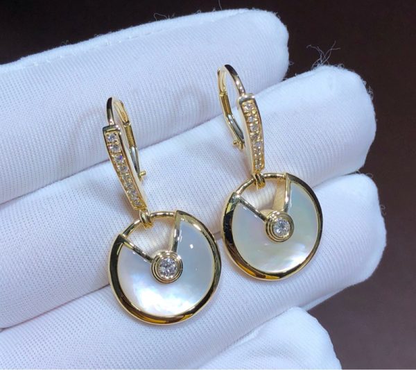 Bông Tai Nữ Cartier Amulette Kim Cương Tự Nhiên Vàng Hồng 18K Chế Tác (1)