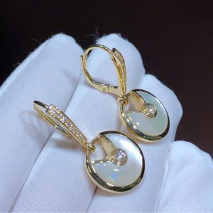 Bông Tai Nữ Cartier Amulette Kim Cương Tự Nhiên Vàng Hồng 18K Chế Tác (1)