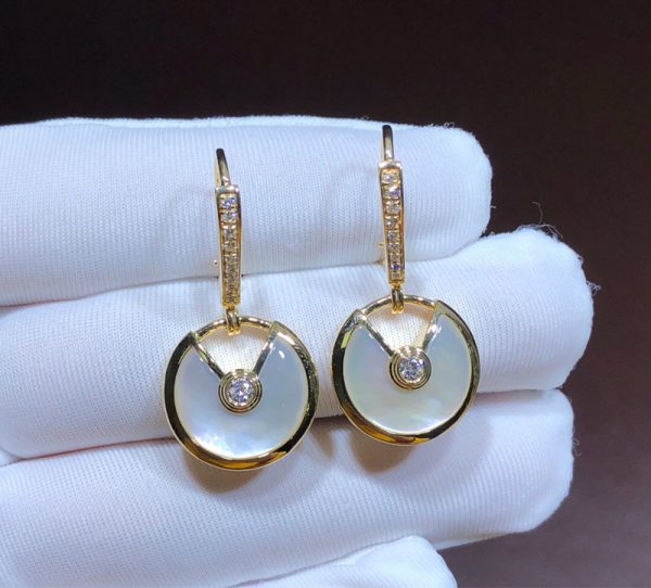 Bông Tai Nữ Cartier Amulette Kim Cương Tự Nhiên Vàng Hồng 18K Chế Tác (1)