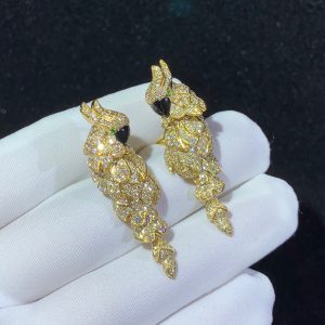 Bông Tai Nữ Cartier Les Oiseaux Libérés Chế Tác Mã Não Kim Cương Tự Nhiên 18K Gold (2)