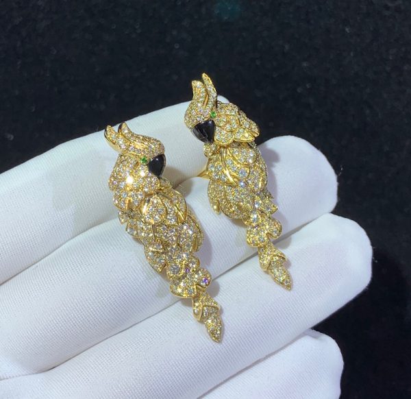 Bông Tai Nữ Cartier Les Oiseaux Libérés Chế Tác Mã Não Kim Cương Tự Nhiên 18K Gold (2)