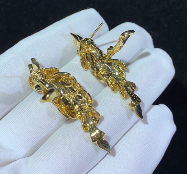 Bông Tai Nữ Cartier Les Oiseaux Libérés Chế Tác Mã Não Kim Cương Tự Nhiên 18K Gold (2)