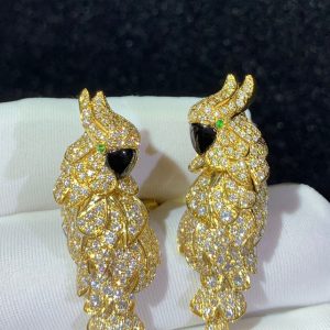 Bông Tai Nữ Cartier Les Oiseaux Libérés Chế Tác Mã Não Kim Cương Tự Nhiên 18K Gold (2)