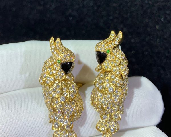 Bông Tai Nữ Cartier Les Oiseaux Libérés Chế Tác Mã Não Kim Cương Tự Nhiên 18K Gold (2)