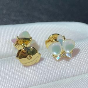 Bông Tai Nữ Chế Tác Caresse D'Orchidees Par Cartier Đá Quý Vàng 18K (2)