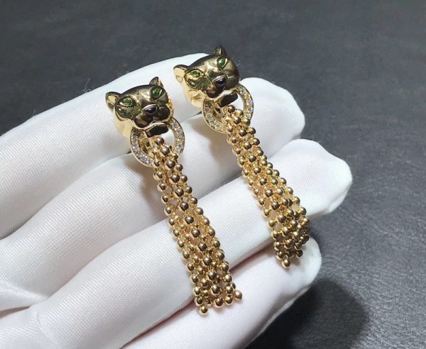 Bông Tai Nữ Panthère De Cartier Chế Tác Kim Cương Tự Nhiên Vàng 18K (1)