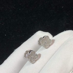 Bông Tai Van Cleef & Arpels Vintage Alhambra Nữ Chế Tác Kim Cương Vàng Trắng 18K (2)