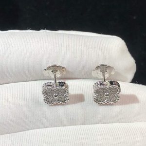 Bông Tai Van Cleef & Arpels Vintage Alhambra Nữ Chế Tác Kim Cương Vàng Trắng 18K (2)