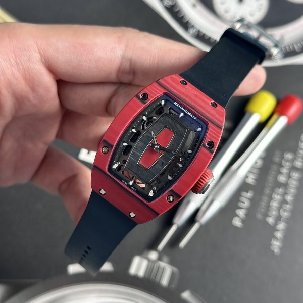 Đồng Hồ Nữ Richard Mille RM07-01 Chế Tác Vỏ Carbon Màu Đỏ 32x46mm (2)