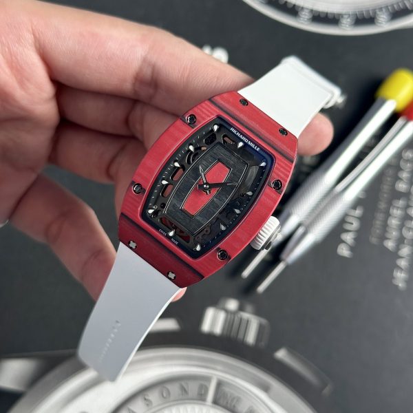 Đồng Hồ Nữ Richard Mille RM07-01 Replica Vỏ Carbon Dây Cao Su 32x46mm (7)