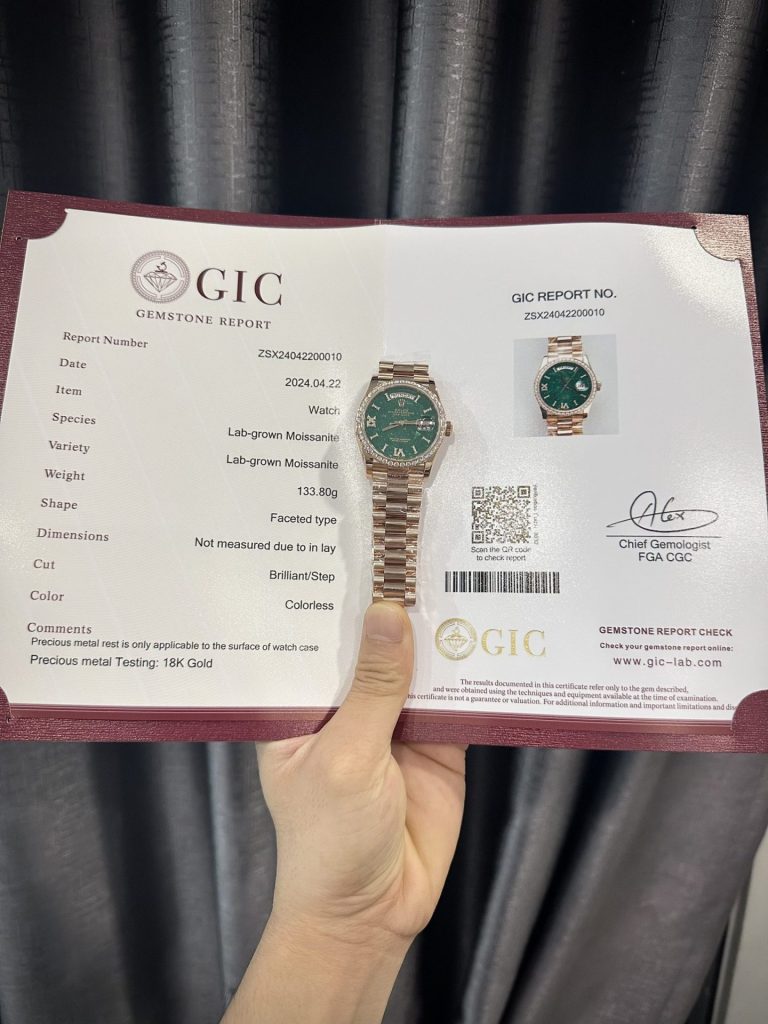 Đồng Hồ Rolex Day-Date 128235 Bọc Vàng 18K Đính Moissanite Mặt Số Đá Turquoise 36mm (3)