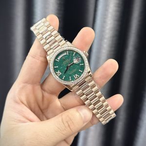 Đồng Hồ Rolex Day-Date 128235 Bọc Vàng 18K Đính Moissanite Mặt Số Đá Turquoise 36mm (3)