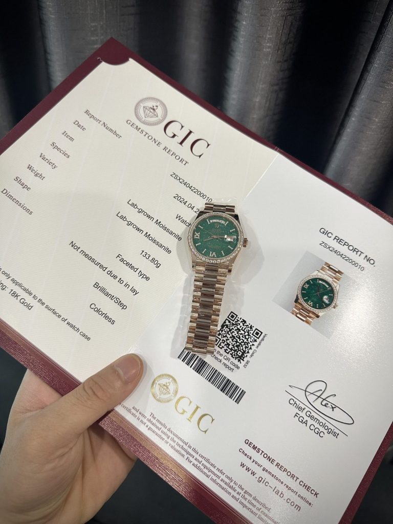 Đồng Hồ Rolex Day-Date 128235 Bọc Vàng 18K Đính Moissanite Mặt Số Đá Turquoise 36mm (3)