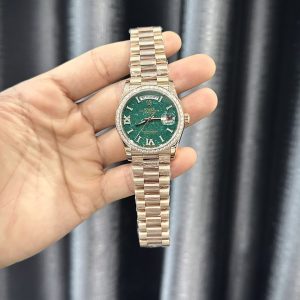 Đồng Hồ Rolex Day-Date 128235 Bọc Vàng 18K Đính Moissanite Mặt Số Đá Turquoise 36mm (3)