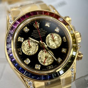 Đồng Hồ Rolex Daytona Rainbow Bọc Vàng Độ Moissanite Đá Quý Tổng Hợp 40mm (11)