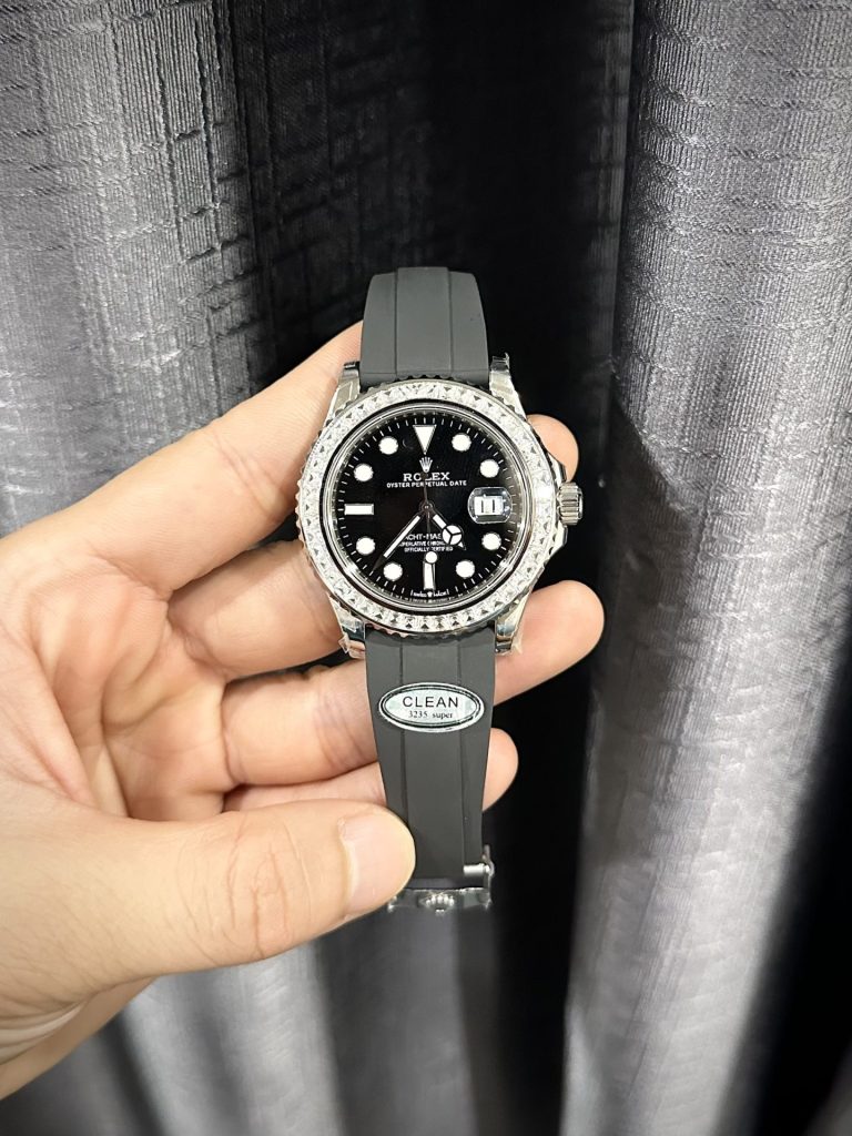 Đồng Hồ Rolex Yacht-Master Đính Kim Cương Moissanite Clean Factory 40mm (1)