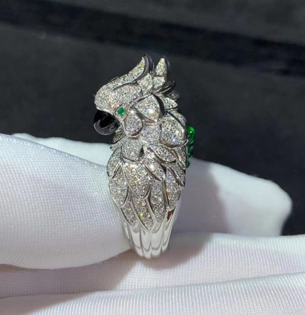 Nhẫn Cartier Les Oiseaux Libérés Chế Tác Đá Quý Kim Cương Tự Nhiên Vàng Trắng 18K (2)