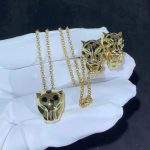 Set Vòng Cổ Và Bông Tai Panthere De Cartier Chế Tác Mã Não Kim Cương Tự Nhiên Vàng 18K (2)