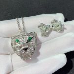 Set Vòng Cổ Và Bông Tai Panthère De Cartier Vàng Trắng 18K Kim Cương Tự Nhiên Tuỳ Chỉnh (2)
