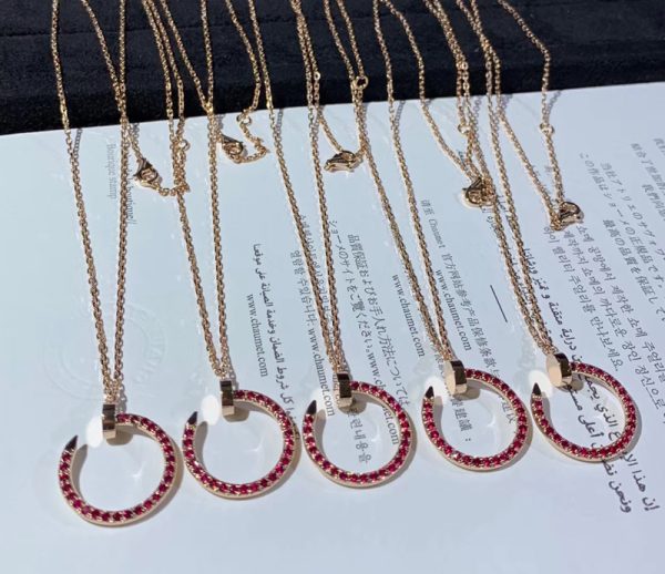 Vòng Cổ Cartier Juste Un Clou Chế Tác Đá Ruby Tự Nhiên Vàng Hồng 18K (2)