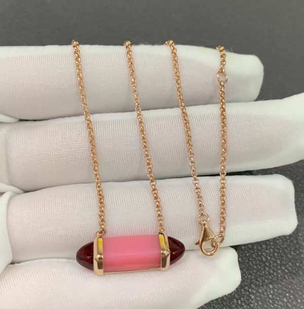 Vòng Cổ Les Berlingots De Cartier Chế Tác Đá Quý Tự Nhiên Vàng Hồng 18K (2)