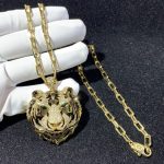 Vòng Cổ Nam Cartier Thiết Kế Mặt Hổ Chế Tác Vàng 18K Đính Kim Cương Tự Nhiên (1)
