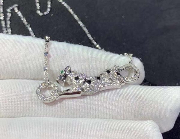 Vòng Cổ Panthère De Cartier Chế Tác Mã Não Kim Cương Tự Nhiên Vàng Trắng 18K (2)