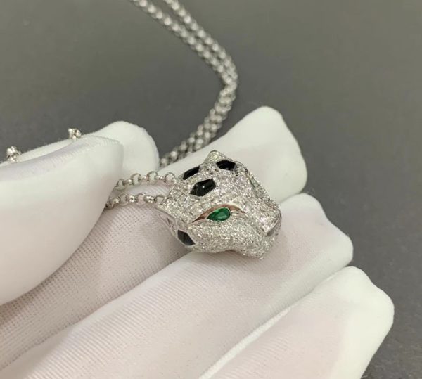 Vòng Cổ Panthère De Cartier Chế Tác Vàng Trắng 18K Đính Kim Cương Tự Nhiên (2)