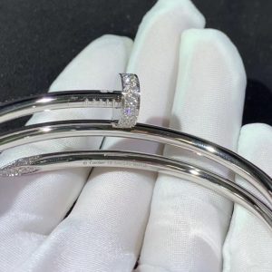 Vòng Tay Cartier Juste Un Clou Cuốn 3 Vòng Chế Tác Vàng Trắng 18K Kim Cương Tự Nhiên (2)