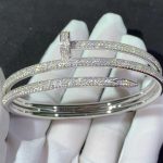 Vòng Tay Cartier Juste Un Clou Cuốn 3 Vòng Chế Tác Vàng Trắng 18K Kim Cương Tự Nhiên (2)