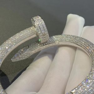 Vòng Tay Cartier Juste Un Clou Đính Full Kim Cương Tự Nhiên Vàng Trắng 18K (2)