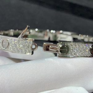 Vòng Tay Cartier Love Chế Tác Kim Cương Tự Nhiên Vàng Trắng 18K (2)