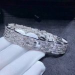 Vòng Tay Chế Tác Cartier Agrafe Kim Cương Tự Nhiên Vàng Trắng 18K (2)