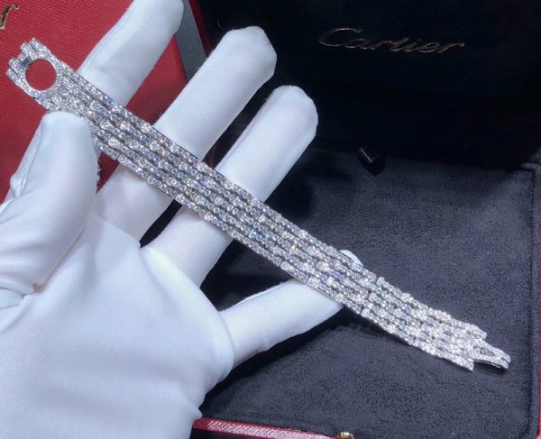 Vòng Tay Chế Tác Cartier Agrafe Kim Cương Tự Nhiên Vàng Trắng 18K (2)