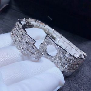 Vòng Tay Chế Tác Cartier Agrafe Kim Cương Tự Nhiên Vàng Trắng 18K (2)