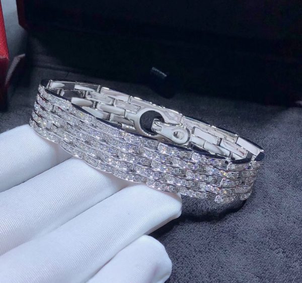 Vòng Tay Chế Tác Cartier Agrafe Kim Cương Tự Nhiên Vàng Trắng 18K (2)