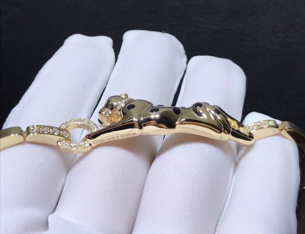 Vòng Tay Chế Tác Vàng Hồng 18K Đính Kim Cương Tự Nhiên Panthère De Cartier (1)