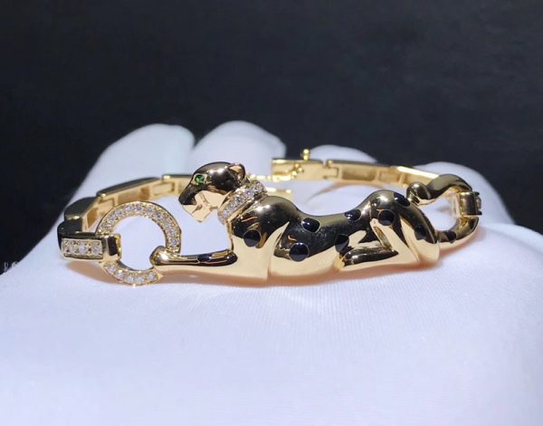 Vòng Tay Chế Tác Vàng Hồng 18K Đính Kim Cương Tự Nhiên Panthère De Cartier (1)