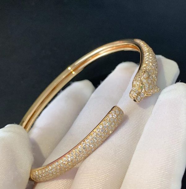 Vòng Tay Nữ Panthère De Cartier Chế Tác Vàng 18K Đính Kim Cương Tự Nhiên (2)