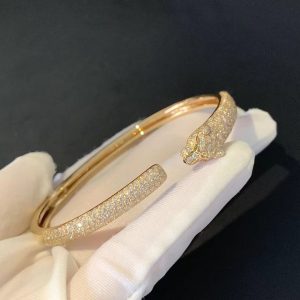 Vòng Tay Nữ Panthère De Cartier Chế Tác Vàng 18K Đính Kim Cương Tự Nhiên (2)