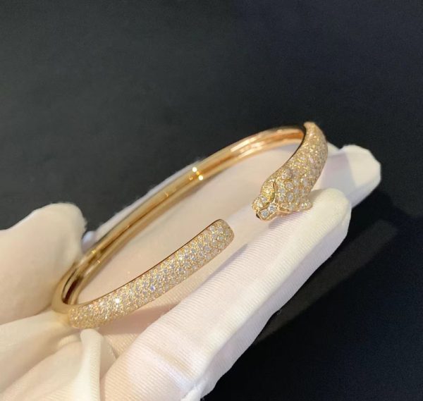 Vòng Tay Nữ Panthère De Cartier Chế Tác Vàng 18K Đính Kim Cương Tự Nhiên (2)