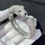 Vòng Tay Panthère De Cartier Chế Tác Ngọc Lục Bảo Mã Não Kim Cương Tự Nhiên Vàng Trắng 18K (2)