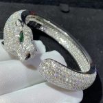 Vòng Tay Panthère De Cartier Chế Tác Ngọc Lục Bảo Mã Não Kim Cương Tự Nhiên Vàng Trắng 18K (2)