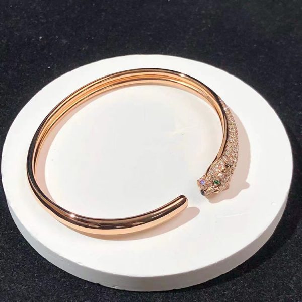 Vòng Tay Pathere De Cartier Chế Tác Kim Cương Tự Nhiên Vàng Hồng 18K (2)