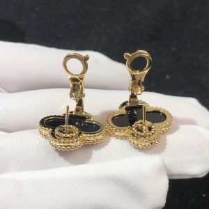 Bông Tai Nữ Van Cleef & Arpels Vintage Alhambra Chế Tác Mã Não Vàng 18K (2)